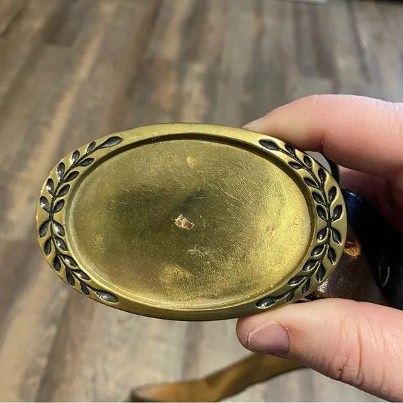 Vintage Brass Horse Branded Brown Leather Belt with Gold Buckle Sz Large to XL - Picture 5 of 7
